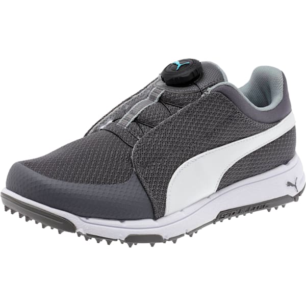 GRIP Sport DISC Boy’s Golf Shoes JR, QUIET SHADE-Puma White-BLUEFISH, extralarge