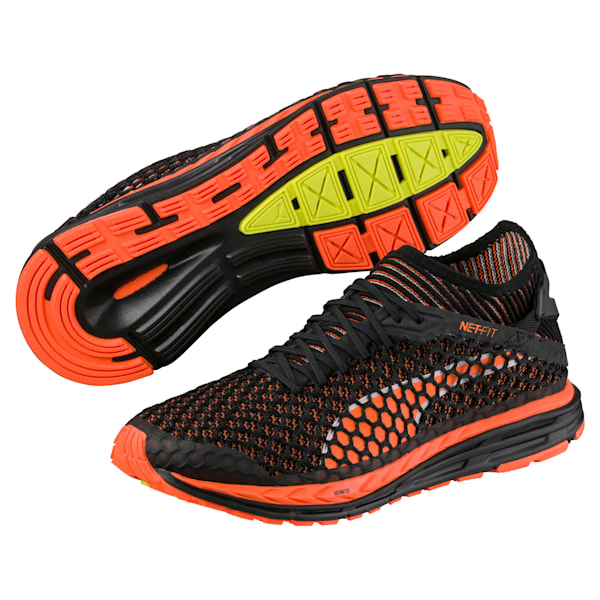 Speed IGNITE NETFIT Men's Running Shoes, Black-Shocking Orange-White, extralarge-IND