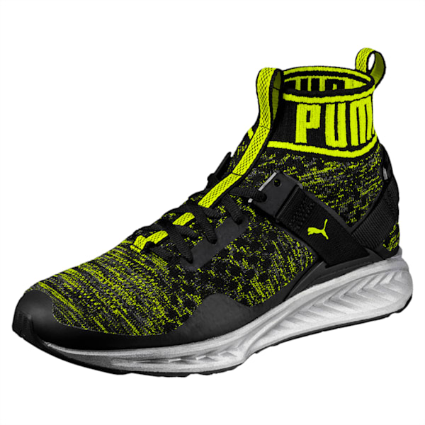 IGNITE evoKNIT NightCat Men's Shoes, Puma Black-QUIET SHADE-Nrgy Yellow, extralarge-IND