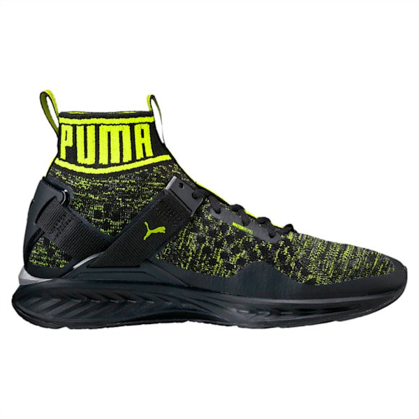 IGNITE evoKNIT NightCat Men's Shoes, Puma Black-QUIET SHADE-Nrgy Yellow, extralarge-IND
