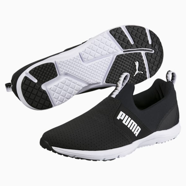 PUMA Flex XT Slip On Women's Training Shoes, Puma Black-Puma White, extralarge-IND