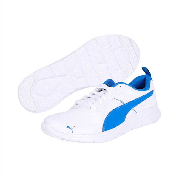 PUMA Flex Essential Youth Shoes, Puma White-Strong Blue, extralarge-IND
