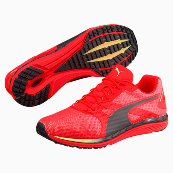 Speed 300 IGNITE 3 Men's Running Shoes, Red Blast-Puma Black-Fizzy Yellow, extralarge