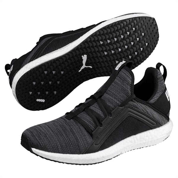 Mega Energy Heather Knit Women’s Running Shoes, Black-Iron Gate-White