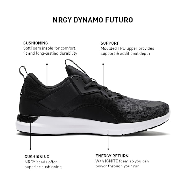 NRGY Dynamo Futuro Men's Running Shoes, Puma Black-Puma White, extralarge-IND