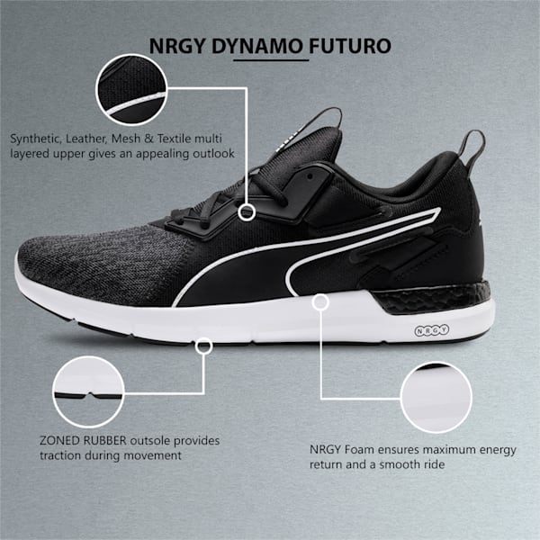 NRGY Dynamo Futuro Men's Running Shoes, Puma Black-Puma White, extralarge-IND