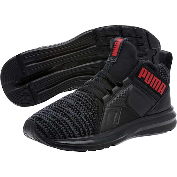 Enzo Bold Knit Sneakers JR, Puma Black-Asphalt, extralarge