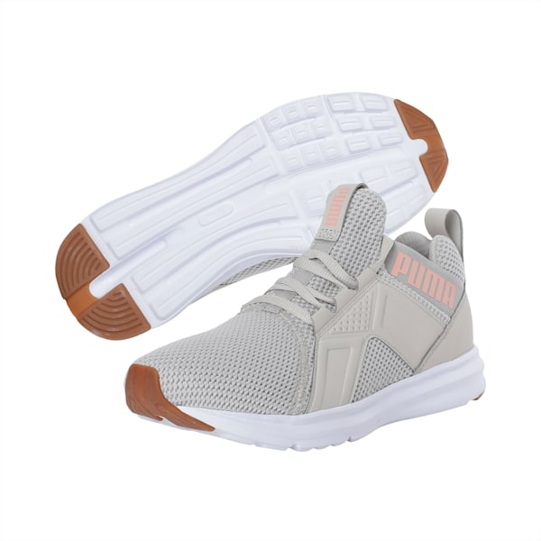 Enzo Weave Women's Running Shoes, Silver Gray-Peach Bud, extralarge-IND