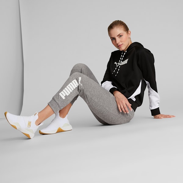 Tenis para mujer Defy Varsity Mid, Puma White-Metallic Gold, extralarge