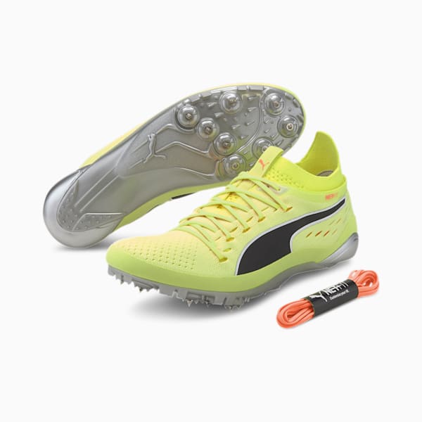 evoSPEED NETFIT Sprint 2 Track Spikes, Fizzy Yellow-Puma Black-Nrgy Peach, extralarge