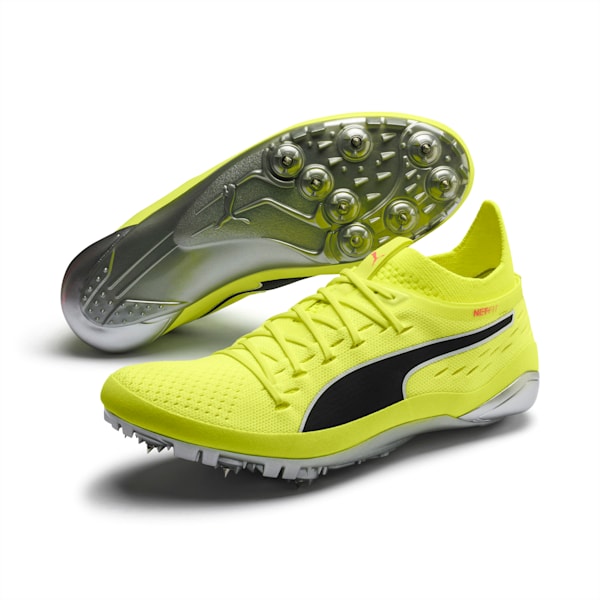 evoSPEED NETFIT Sprint 2 Track Spikes, Fizzy Yellow-Puma Black-Nrgy Peach, extralarge