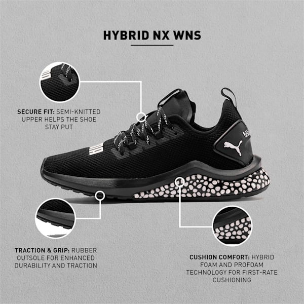 Hybrid NX Women's Running Shoes, Puma Black-Puma White, extralarge-IND