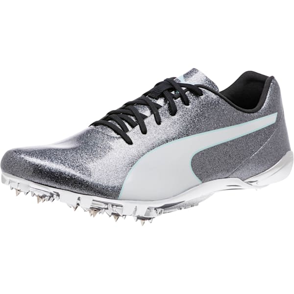 evoSPEED Electric 7 Sprint Men's Track Spikes, Steel Gray-Fair Aqua-Puma White, extralarge