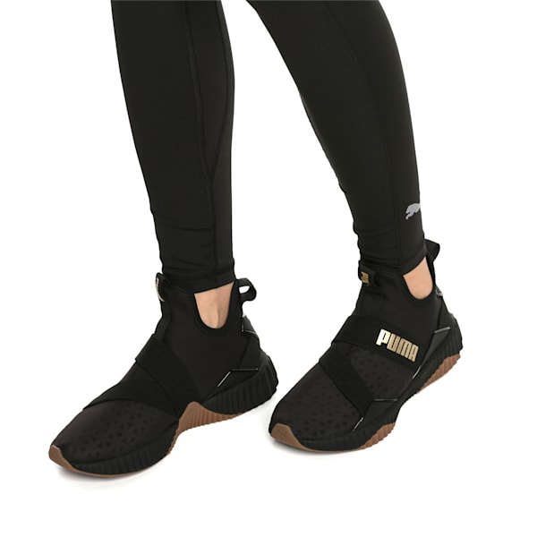 Defy Mid Sparkle Women’s Training Shoes, Puma Black-Metallic Gold, extralarge