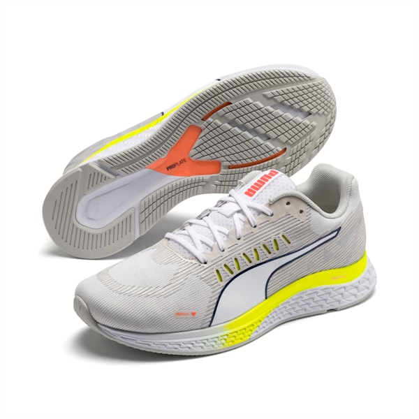 SPEED Sutamina Women's Running Shoes, White-Gray-Yellow -Orange, extralarge