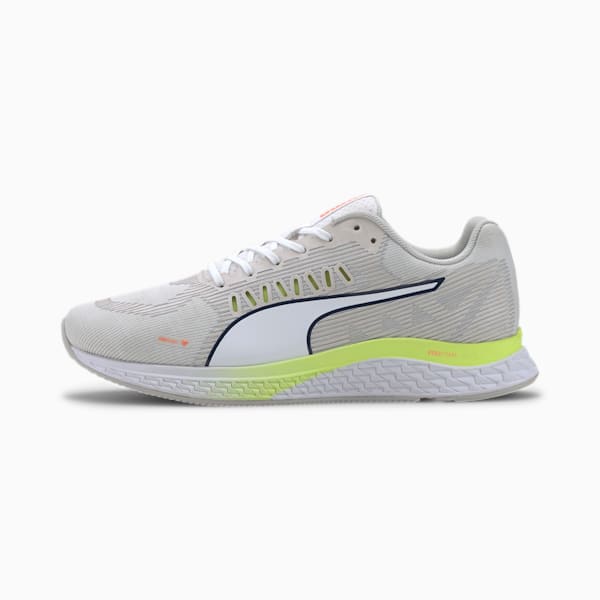 SPEED Sutamina Women's Running Shoes, White-Gray-Yellow -Orange, extralarge