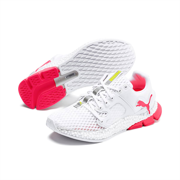HYBRID Sky Women's Running Shoes, Puma White-Pink Alert-Yellow Alert, extralarge