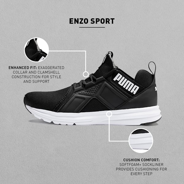 Enzo Sport Men's Running Shoes, Puma Black-Puma White, extralarge-IND