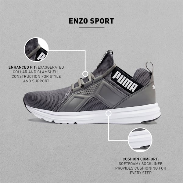 Enzo Sport Men's Running Shoes, CASTLEROCK-Puma Black-Puma White, extralarge-IND