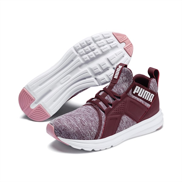 Enzo Heather Women’s Sneakers, Vineyard Wine-Bridal Rose-Puma White, extralarge