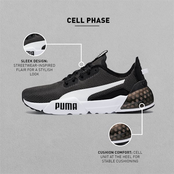 Cell Phase Men's Running Shoes, Puma Black-Puma White, extralarge-IND