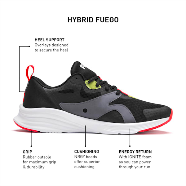 HYBRID Fuego Men's Running Shoes, Puma Black-Yellow Alert