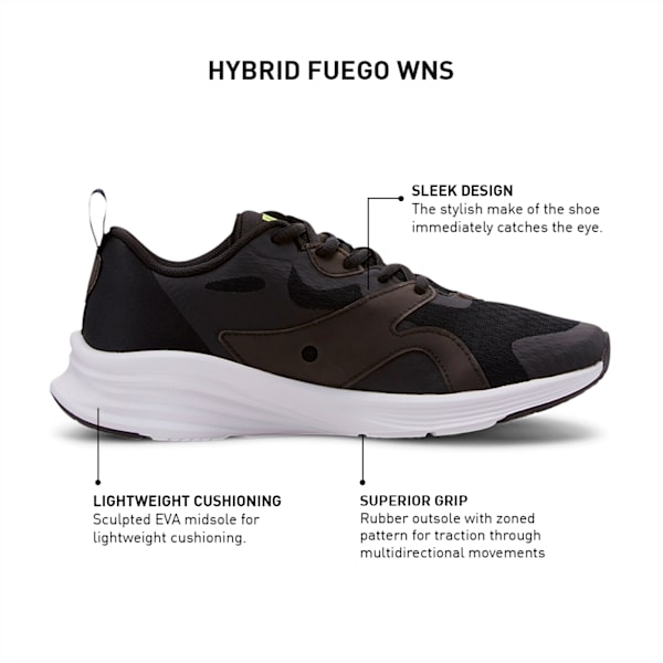 Hybrid Fuego Women's Running Shoes, Puma Black-Yellow Alert, extralarge-IND