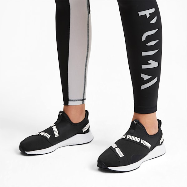 NRGY Star Men's Slip-On Running Shoes, Black-Pearl-White