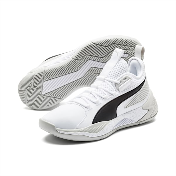 Uproar Core Basketball Shoes, Puma White-Glacier Gray, extralarge