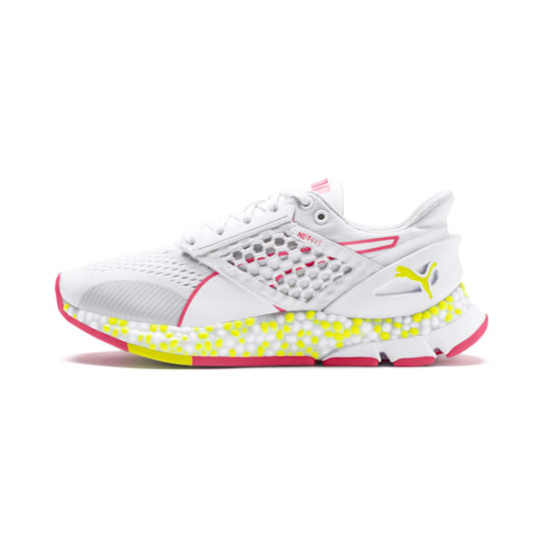 HYBRID NETFIT Astro Women's Running Shoes, White-Yellow Alert-Pnk Alert, extralarge