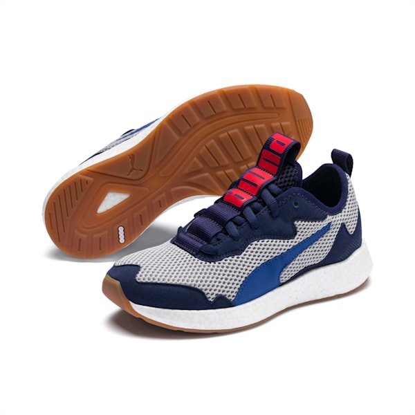 NRGY Neko Skim Running Shoes JR, Peacoat-High Rise-Galaxy Blue-High Risk Red-Puma White, extralarge