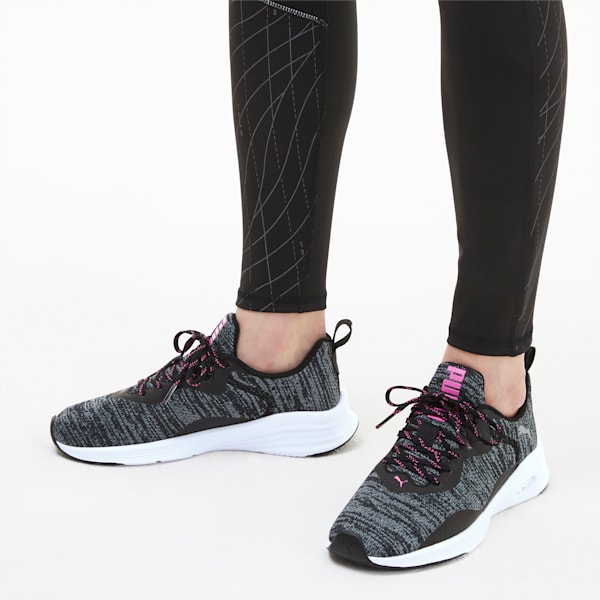 HYBRID Fuego Knit Women's Running Shoes, Puma Black-Luminous Pink, extralarge
