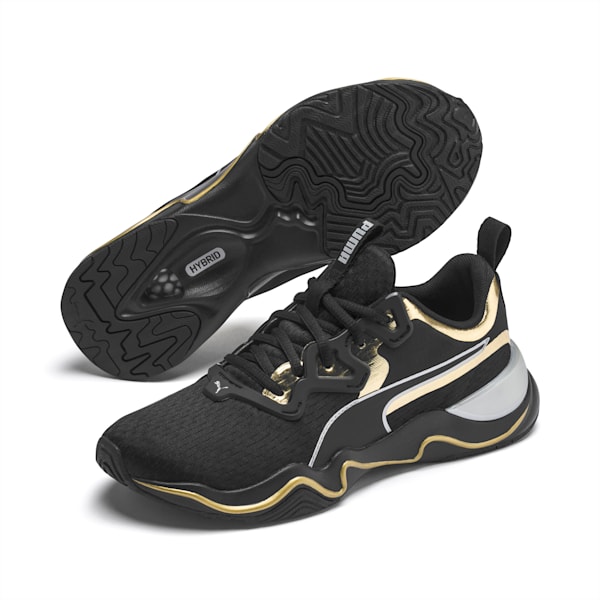 Zone XT Metal Women's Training Shoes, Puma Black-Gold, extralarge