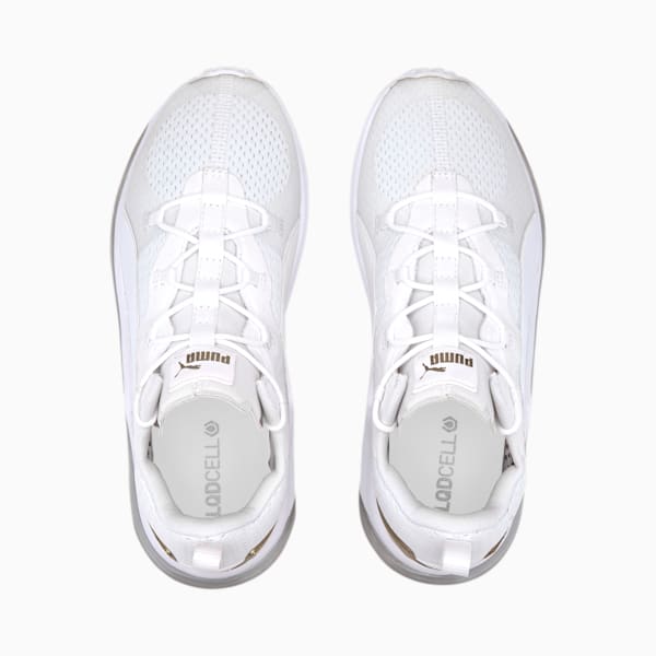 LQDCELL Hydra Metal Women's Training Shoes, Puma White-Metallic Gold-Puma Silver, extralarge