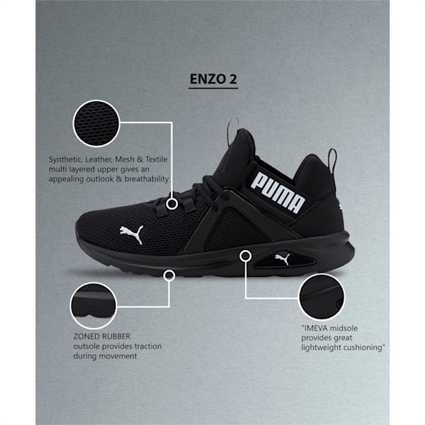 Enzo 2 Men's Running Shoes, Puma Black-Puma White, extralarge-IND