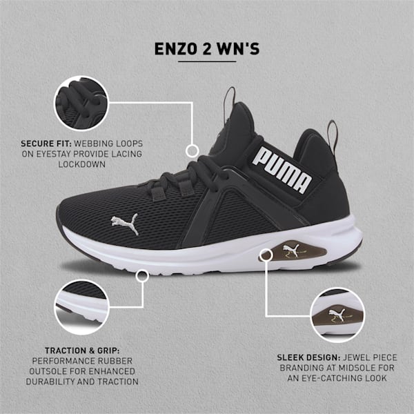 Enzo 2 Women's Running Shoes, Puma Black-Puma White, extralarge-IND