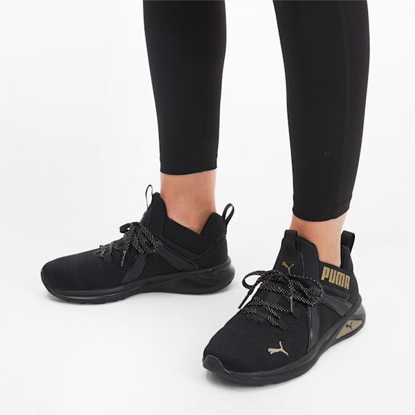 Enzo 2 Metal Women's Running Shoes, Puma Black-Gold, extralarge-AUS