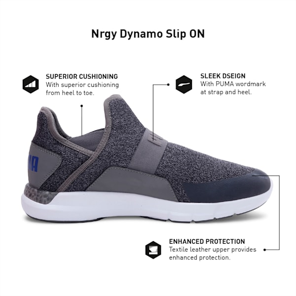 NRGY Dynamo Slip-On Running Shoes, Charcoal Gray-Galaxy Blue