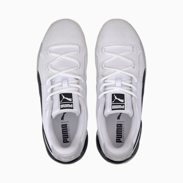 Clyde Hardwood Basketball Shoes, Puma White-Puma Black, extralarge