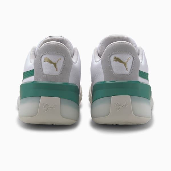 Clyde Hardwood Basketball Shoes, Puma White-Power Green, extralarge