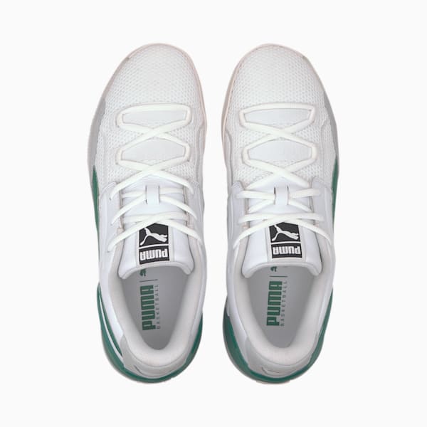 Clyde Hardwood Basketball Shoes, Puma White-Power Green