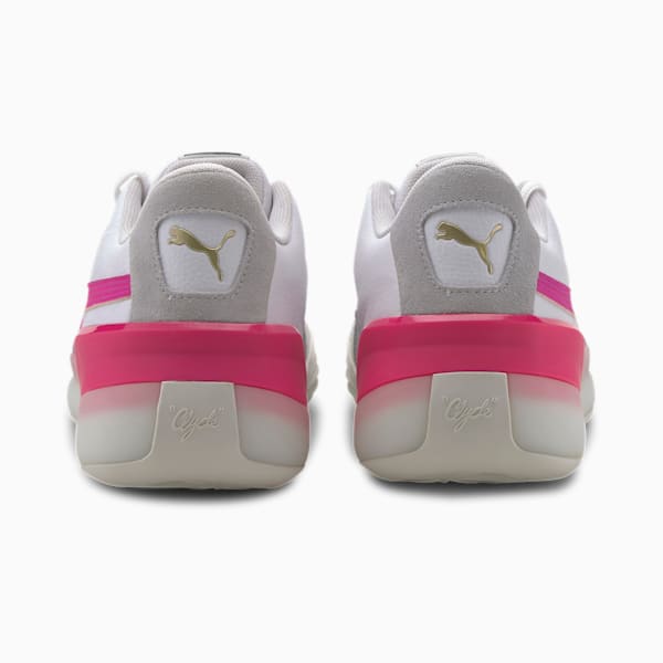 Clyde Hardwood Basketball Shoes, Puma White-Pink Glo, extralarge