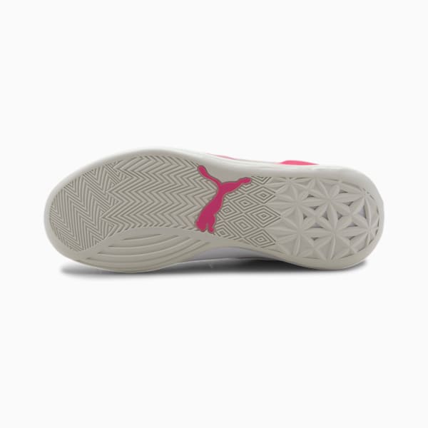 Clyde Hardwood Basketball Shoes, Puma White-Pink Glo, extralarge