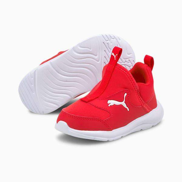 Fun Racer Toddler Slip-On Shoes, Poppy Red-Puma White, extralarge