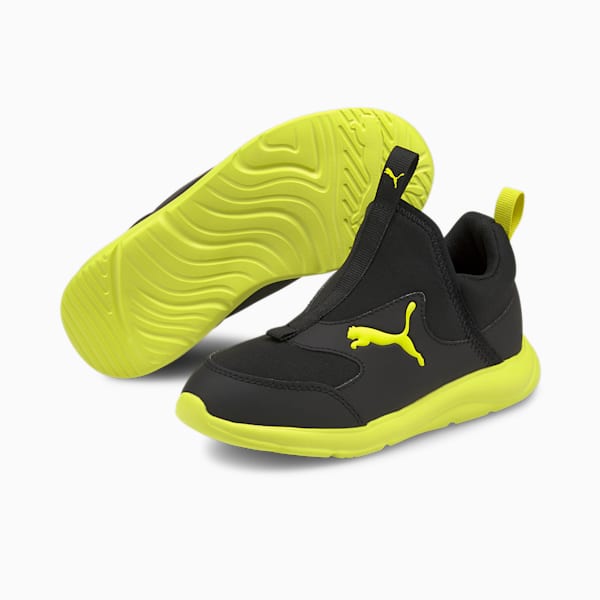 Fun Racer Little Kids' Slip-On Shoes, Puma Black-Nrgy Yellow, extralarge