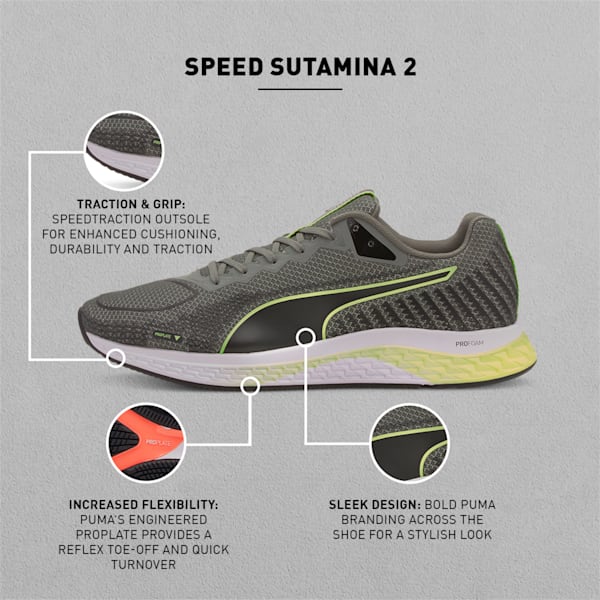 SPEED Sutamina 2 Men's Running Shoes, Ultra Gray-Puma Black-Fizzy Yellow