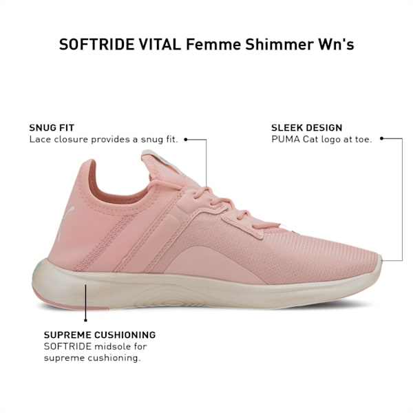 SOFTRIDE Vital Femme Shimr Women's Walking Shoes, Peachskin-Marshmallow-Aqua Gray