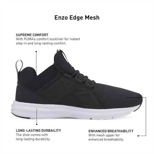 Enzo Edge Mesh Men's Running Shoes, Puma Black-Puma White
