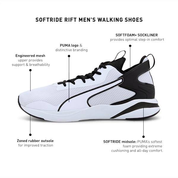 SOFTRIDE Rift Men's Walking Shoes, Puma White-Puma Black, extralarge-IND
