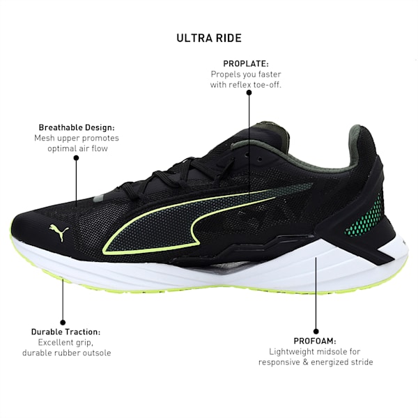 UltraRide ProFoam Men's Running Shoes, Puma Black-Elektro Green-Puma White, extralarge-IND